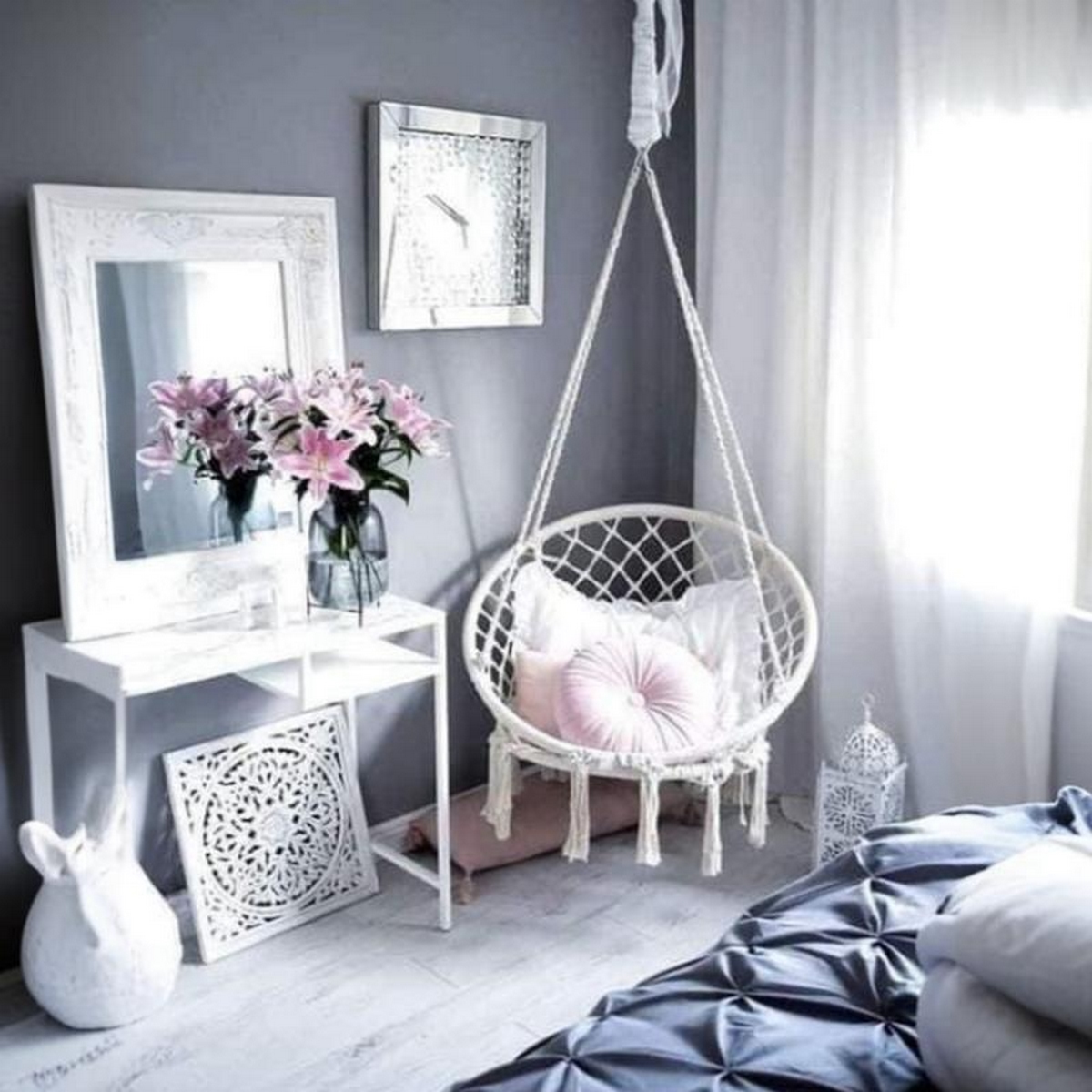 ASL.301 Home Swing - Off White مرجيحه أطفال مكرمية بيضاء بتصميم أنيق ومتانة عالية - الصورة 1