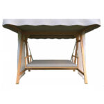 ⁦مراجيح للحدائق من خشب سويدي بلون بيج مع تاندة وستائر فاخرة⁩ - الصورة ⁦4⁩