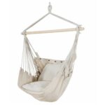 ⁦مرجيحة معلقة قطن مع شماعة خشب وخداديتين – مريحة وأنيقة⁩ - الصورة ⁦3⁩