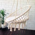 مكرميه مرجيحه اوف وايت من الحديد والقطن بتصميم أنيق