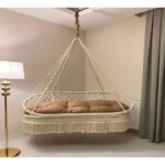 مرجيحة منزلية مكرميه بيج من خيوط القطن والحديد المقاوم للصدأ – تصميم أنيق ومتين