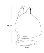 ⁦مرجيحة معلقة من رتان بلون بني وأوف وايت بتصميم أنيق ومريح⁩ - الصورة ⁦3⁩