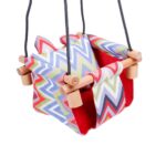 مرجيحه اطفال من خشب زان أحمر وقماش معالج متعددة الألوان