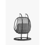 ⁦مرجيحه رتان سوداء بتصميم معدني أنيق ومقعد كتان فاخر⁩ - الصورة ⁦4⁩