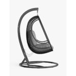 ⁦مرجيحه رتان سوداء بتصميم معدني أنيق ومقعد كتان فاخر⁩ - الصورة ⁦5⁩