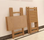 ⁦كرسي بحر خشب زان مع ترابيزة أستر فاتح طقم سفرة مصغر⁩ - الصورة ⁦3⁩