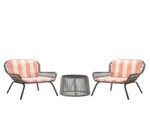 ⁦كراسي حديقة رتان رمادي مع قماش أورانج – طقم عصري فاخر⁩ - الصورة ⁦5⁩