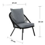 ⁦كراسي كافيهات مودرن بحبال رمادي مع طقم خارجي أنيق⁩ - الصورة ⁦3⁩