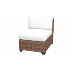 ⁦كراسي حديقة VIP رتان بني فاتح مع قماش أوف وايت⁩ - الصورة ⁦3⁩