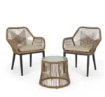 ⁦طقم كراسي بلكونة رتان أمول كافيه مع قماش كافيه⁩ - الصورة ⁦5⁩