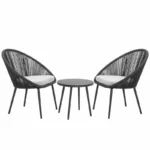 ⁦كراسي راتان رمادي غامق بتصميم عملي ومريح – جودة عالية⁩ - الصورة ⁦5⁩