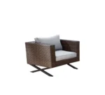 ⁦كراسي راتان طقم بني مع ترابيزة رمادي فاتح أنيقة⁩ - الصورة ⁦4⁩