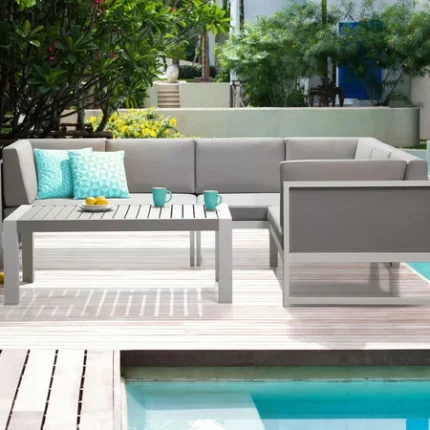 ركنة حديدية رمادي لجلسات خارجية للمنازل | أثاث خارجي عصري