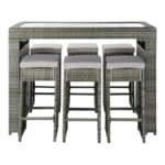 ⁦كرسي بار طقم زيد 6 كراسي رتان بيور عصري وفاخر⁩ - الصورة ⁦6⁩