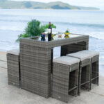 ⁦كرسي بار طقم زيد 6 كراسي رتان بيور عصري وفاخر⁩ - الصورة ⁦7⁩