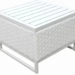 ⁦جلسات خارجية للمنازل رتان أبيض مع قماش تركواز – اثاث خارجي مودرن⁩ - الصورة ⁦4⁩