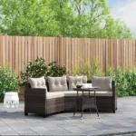 ⁦جلسات خارجية للمنازل رتان بني عشوائي مع قماش طحيني – أثاث خارجي مودرن⁩ - الصورة ⁦5⁩