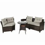 ⁦جلسات خارجية للمنازل رتان بني عشوائي مع قماش طحيني – أثاث خارجي مودرن⁩ - الصورة ⁦9⁩