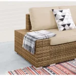 ⁦جلسات حدائق خارجية رتان بني فاتح مع قماش طحيني | أثاث خارجي فاخر⁩ - الصورة ⁦6⁩