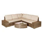 ⁦جلسات حدائق خارجية رتان بني فاتح مع قماش طحيني | أثاث خارجي فاخر⁩ - الصورة ⁦7⁩