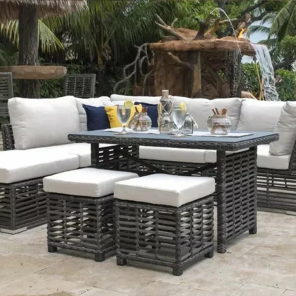 جلسات خارجية طقم اثاث خارجي رتان فيراني بتصميم عصري