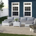 ⁦جلسات خارجية للمنازل من رتان أبيض أنيق – أثاث خارجي مودرن⁩ - الصورة ⁦3⁩