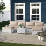 ⁦جلسات خارجية للمنازل من رتان أبيض أنيق – أثاث خارجي مودرن⁩ - الصورة ⁦4⁩