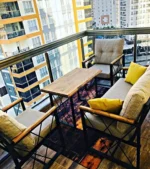 كراسي بلكونة طقم انتريه معدني مع قماش واتر بروف تركي