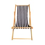 ⁦كرسي بحر خشب زان بلون أسود وأبيض مقاوم للمياه والشمس⁩ - الصورة ⁦3⁩