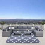 ركنة بكين رتان رمادي أنيق – جلسات خارجية فاخرة من اثاث خارجي مقاوم للعوامل الجوية