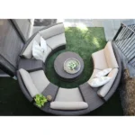 ⁦جلسات خارجية للمنازل رتان نحاسي مع قماش بيج – اثاث خارجي مودرن⁩ - الصورة ⁦5⁩