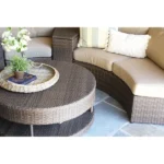 ⁦جلسات خارجية للمنازل رتان نحاسي مع قماش بيج – اثاث خارجي مودرن⁩ - الصورة ⁦6⁩