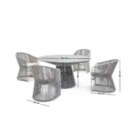 ⁦كراسي سفرة مودرن طقم 4 كراسي وترابيزة بأحبال رمادي⁩ - الصورة ⁦3⁩