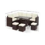 ⁦جلسات حدائق خارجية رتان بني أوف وايت بتصميم فاخر | أثاث خارجي⁩ - الصورة ⁦4⁩