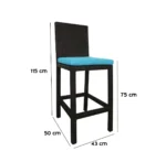 ⁦كرسي بار طقم 2 كرسي مايفل رتان بيور عصري وفاخر⁩ - الصورة ⁦3⁩