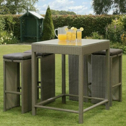 كرسي بار طقم زيكو 4 كراسي رتان بيور عصري وفاخر