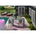 كرسي بار طقم رونا رتان بيور مع هيكل معدني قوي