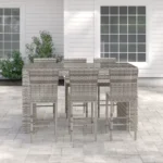 ⁦كرسي بار طقم رونا رتان بيور مع هيكل معدني قوي⁩ - الصورة ⁦6⁩