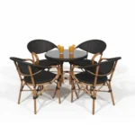 ⁦كراسي سفرة خارجية ميش عسلي مع ترابيزة زجاج مستديرة⁩ - الصورة ⁦5⁩