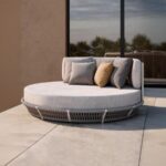 شازلونج بحر رمادي حديد وخيط دوبار شاسيه معالج إلكتروستاتيك