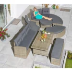 جلسات خارجية طقم اثاث خارجي مودرن قماش رمادي غامق