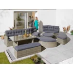 ⁦جلسات خارجية طقم اثاث خارجي مودرن قماش رمادي غامق⁩ - الصورة ⁦3⁩