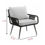 ⁦كراسي بلكونة كرسي احبال عصري باللون الأسود – خامات متينة ومقاومة⁩ - الصورة ⁦6⁩