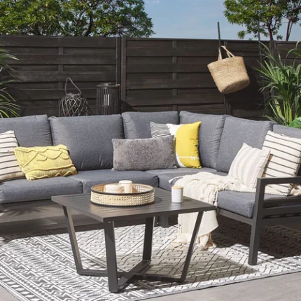 جلسات خارجية رمادي غامق مع هيكل فيراني | أثاث خارجي عملي