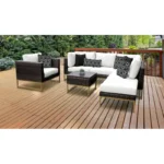 جلسات خارجية رتان أسود وذهبي – طقم اثاث خارجي مودرن مع طاولة وبوف