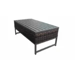 ⁦جلسات خارجية رتان أسود وذهبي – طقم اثاث خارجي مودرن مع طاولة وبوف⁩ - الصورة ⁦3⁩