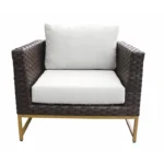 ⁦جلسات خارجية رتان أسود وذهبي – طقم اثاث خارجي مودرن مع طاولة وبوف⁩ - الصورة ⁦5⁩