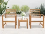 كراسي خشب للحدائق مع ترابيزة بتصميم عملي وأنيق