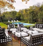 طقم اثاث خارجي مودرن من اثاث معدني مقاوم للعوامل الجوية