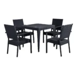 ⁦كراسي سفرة رتان أسود مع ترابيزة زجاج خارجية⁩ - الصورة ⁦3⁩